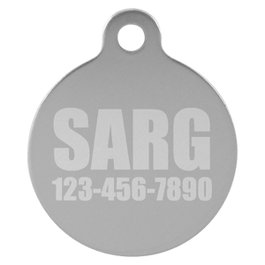 Silver 1" Laserable Anodized Aluminum Round Pet Tag with Tab