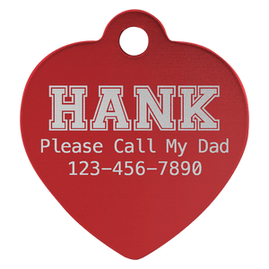 Red 1" x 1" Laserable Anodized Aluminum Heart Pet Tag