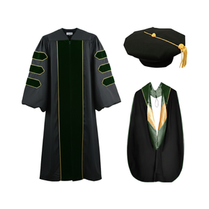 Doctoral Gown with Tam and Hood for Academic Events