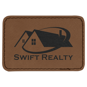 Dark Brown 3" x 2" Rectangle Laserable Leatherette Patch with Adhesive