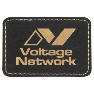 Black/Gold 3" x 2" Rectangle Laserable Leatherette Patch with Adhesive