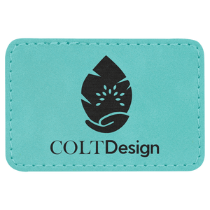 Teal 3" x 2" Rectangle Laserable Leatherette Patch with Adhesive
