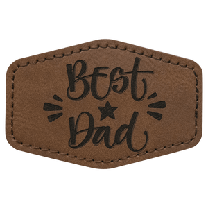Dark Brown 3" x 2" Hex Laserable Leatherette Patch with Adhesive