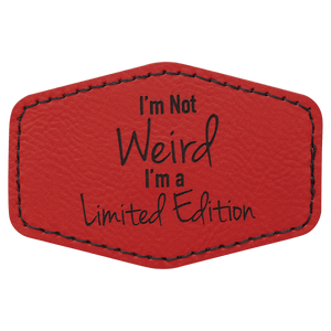 Red 3" x 2" Hex Laserable Leatherette Patch with Adhesive
