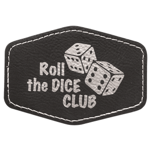 Black/Silver 3 1/2" x 2 1/2" Hex Laserable Leatherette Patch with Adhesive