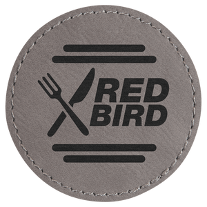 Gray 2 1/2" Laserable Leatherette Round Patch with Kota Pro Adhesive