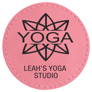 Pink 2 1/2" Laserable Leatherette Round Patch with Kota Pro Adhesive