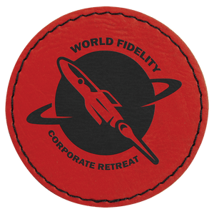 Red 2 1/2" Laserable Leatherette Round Patch with Kota Pro Adhesive
