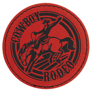 Red 3" Laserable Leatherette Round Patch with Adhesive