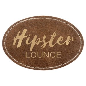 Rustic/Gold 3" x 2" Oval Laserable Leatherette Patch with Adhesive