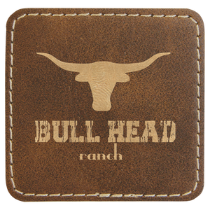 Rustic/Gold 2 1/2" x 2 1/2" Square Laserable Leatherette Patch with Adhesive