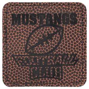 Football 2 1/2" x 2 1/2" Square Laserable Leatherette Patch with Adhesive