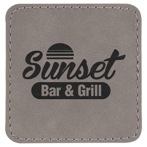 Gray 2 1/2" x 2 1/2" Laserable Leatherette Square Patch with Kota Pro Adhesive