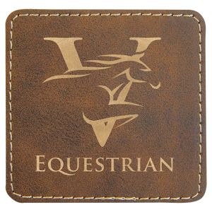 Rustic/Gold 3" x 3" Square Laserable Leatherette Patch with Adhesive