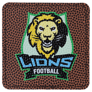 Football 3" x 3" Square Laserable Leatherette Patch with Adhesive