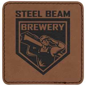 Dark Brown 3" x 3" Laserable Leatherette Square Patch with Kota Pro Adhesive
