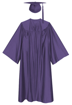 Purple Shiny Graduation Gown and Cap for Events
