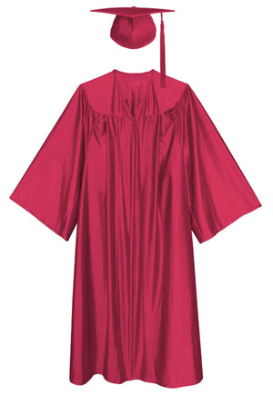 Red Shiny Gown and Cap for Academic Events
