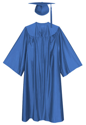 Royal Blue Shiny Cap and Gown for Ceremony
