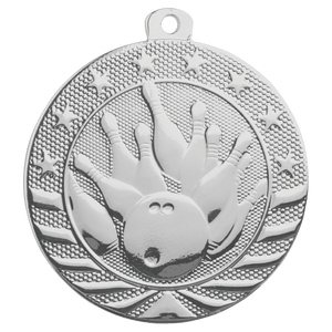 Bright Silver 2" Bowling Starbrite Medal