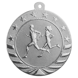 Bright Silver 2" Cross Country Starbrite Medal