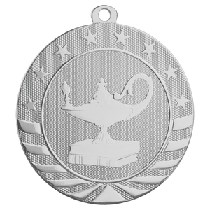 Bright Silver 2 3/4" Lamp of Knowledge Starbrite Medal