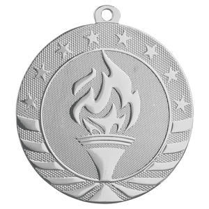 Bright Silver 2 3/4" Torch Starbrite Medal