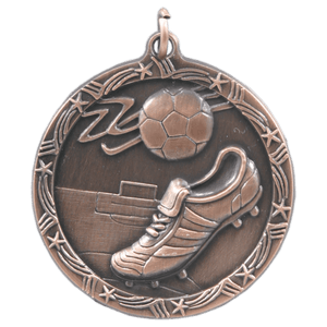 Antique Bronze 1 3/4" Soccer Shooting Star Medal