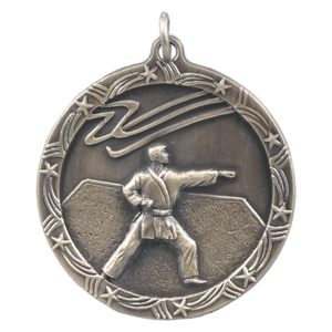 Antique Gold 1 3/4" Martial Arts Shooting Star Medal