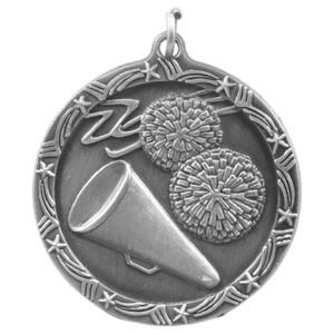 Antique Silver 1 3/4" Cheer Shooting Star Medal