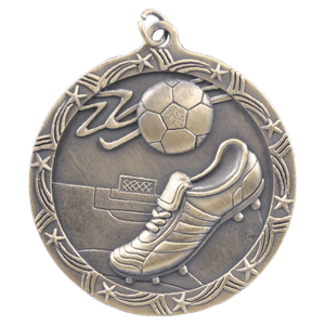 Antique Gold 2 1/2" Soccer Shooting Star Medal