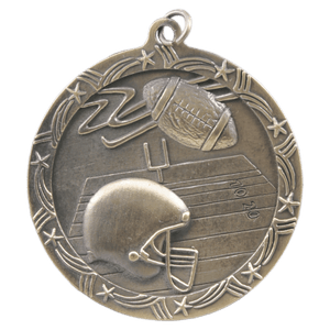 Antique Gold 2 1/2" Football Shooting Star Medal