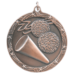 Antique Bronze 2 1/2" Cheer Shooting Star Medal
