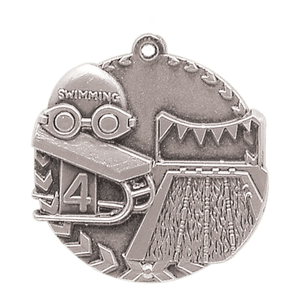 Antique Silver 1 3/4" Swimming Millennium Medal