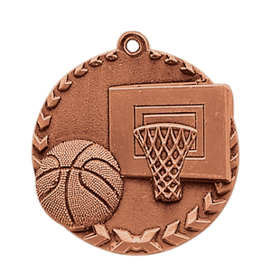 Antique Bronze 1 3/4" Basketball Millennium Medal