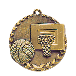 Antique Gold 1 3/4" Basketball Millennium Medal
