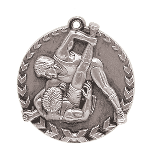 Antique Silver 1 3/4" Wrestling Millennium Medal