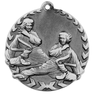 Antique Silver 1 3/4" Martial Arts Millennium Medal