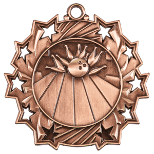 Antique Bronze 2 1/4" Bowling Ten Star Medal