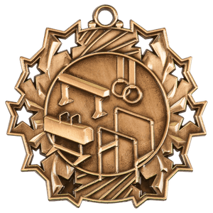 Antique Bronze 2 1/4" Gymnastics Ten Star Medal