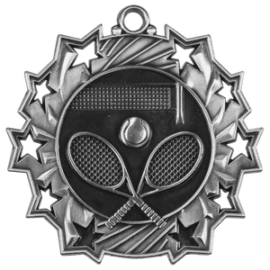 Antique Silver 2 1/4" Tennis Ten Star Medal