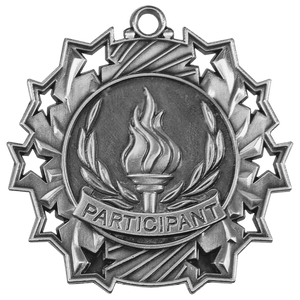Antique Silver 2 1/4" Participant Ten Star Medal