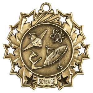 Antique Gold 2 1/4" Science Ten Star Medal
