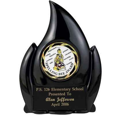 06 INCH FLAME TROPHY, BLACK HOLDS INSERT