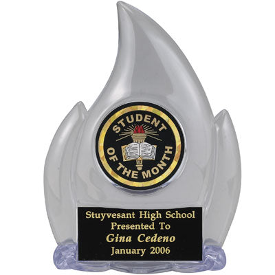 06 INCH FLAME TROPHY, CLEAR HOLDS INSERT