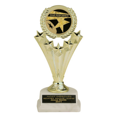 07-3/4 INCH STAR TROPHY, HOLDS MYLAR INSERT