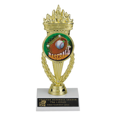 07 INCH TORCH TROPHY, HOLDS MEDALLION INSERT