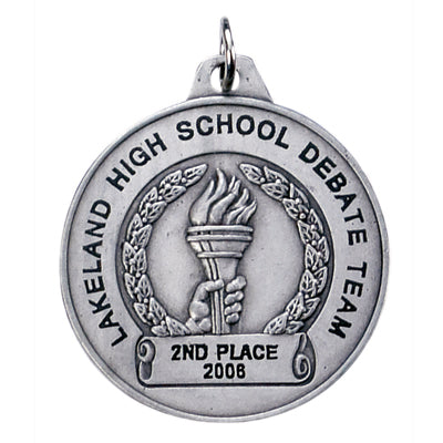 1-1/2 Inch in Diameter Achievement Medal in Silver with Customizable Options