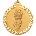 1-1/2 Inch Achievement Torch Medal in Gold, Silver, or Bronze
