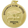 1-1/2 Inch in Diameter Customizable Gold Graduation Medal